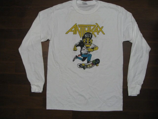 Anthrax - Not Man Riding Skateboard - Two Sided Printed Long Sleeve Shirt