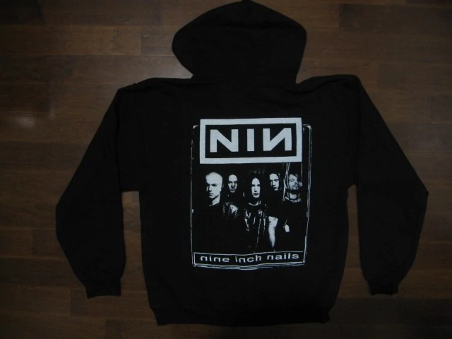 NINE INCH NAILS / Logo And Group Photo / Hooded Sweatshirt - Front And Back Print