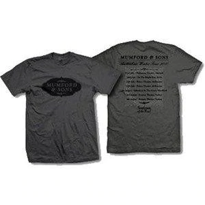 MUMFORD & SONS‏ -Plaque Logo - Tour 2010 - Two Sided Printed  T-Shirt