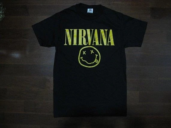 NIRVANA- SMILEY FACE -T Shirt - Two Sided Print